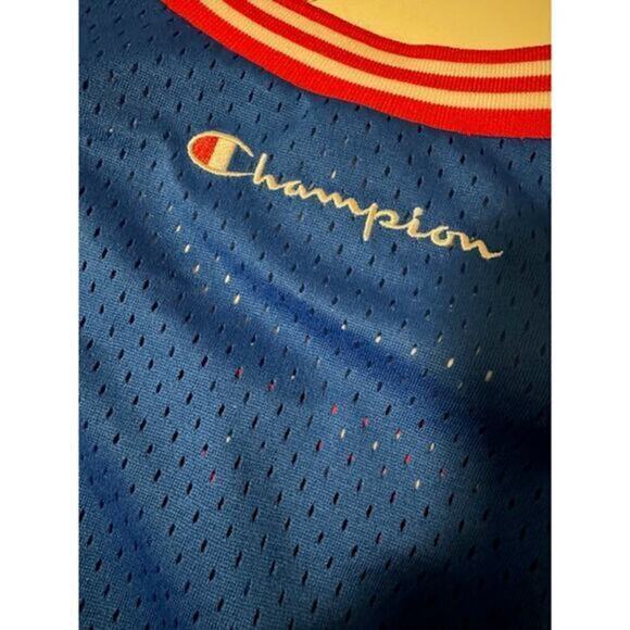 Vintage Early 90s‎ Champion Mesh Basketball Jersey Orange White Blue Mesh Large - Picture 5 of 5
